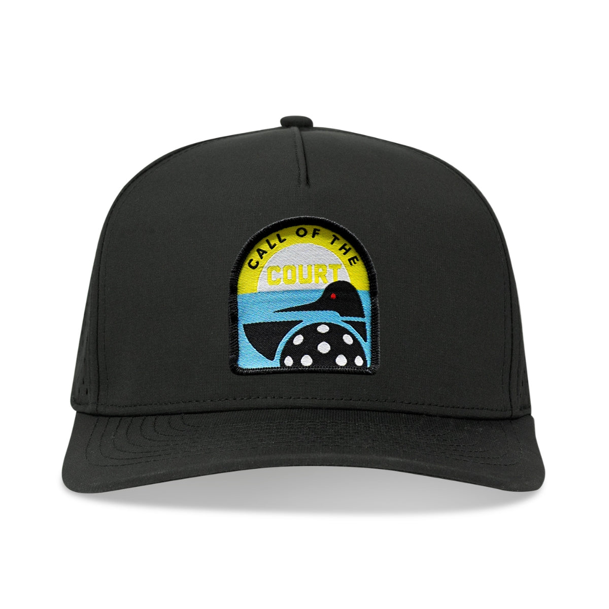 Black cap with 'Call of the Court' logo on a white background