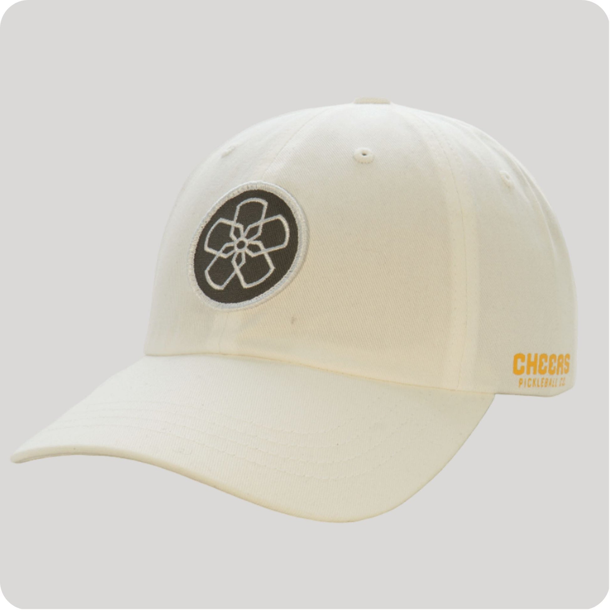 Dad Hat in White with Gray Hibiscus Logo