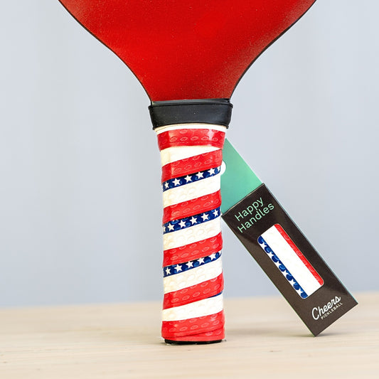 Happy Handles Stars & Stripes with red, white, and blue stripes with stars displayed on a paddle