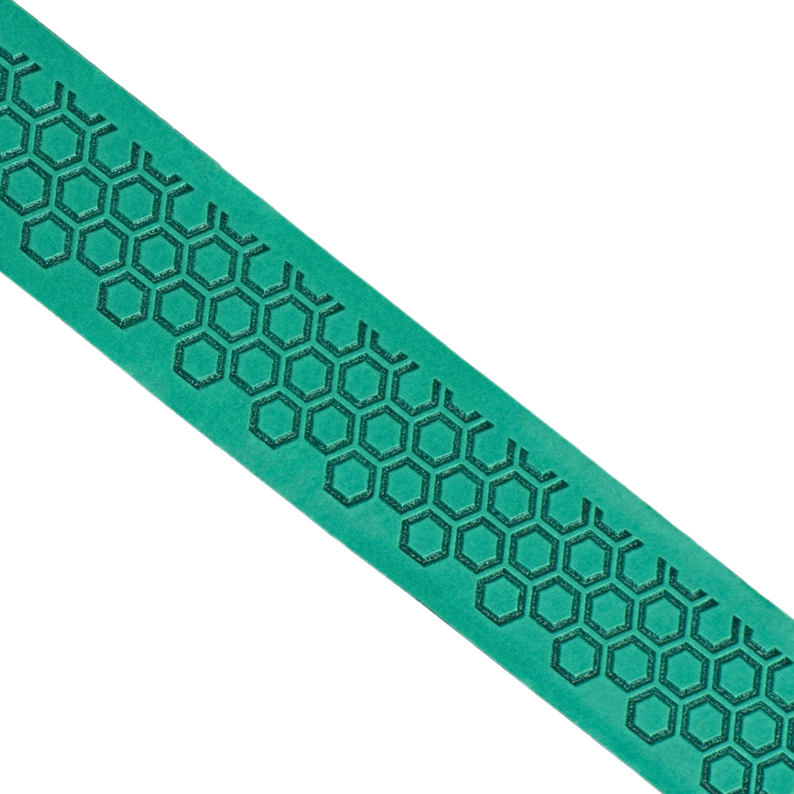 Close-up of Happy Handles Pure Lagoon Pickleball Grip featuring textured hexagon pattern with teal background