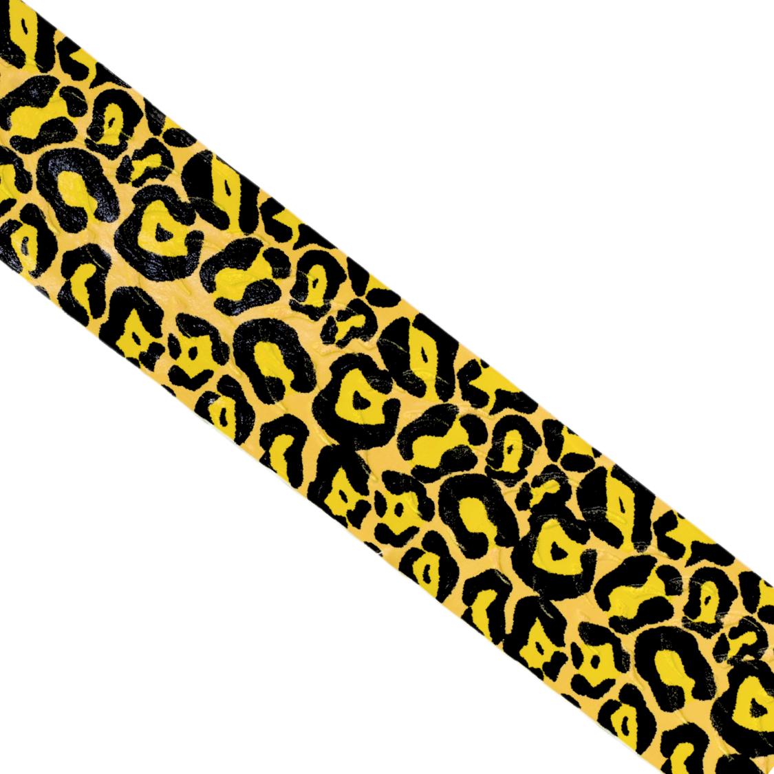 Close-up of Happy Handles Leopard Pickleball Grip featuring black leopards spots with yellow background