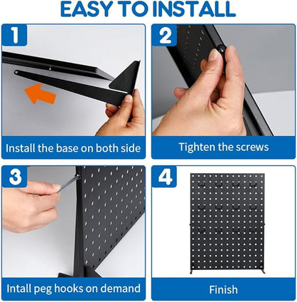 Easy assembly of pickleball display stand with hooks