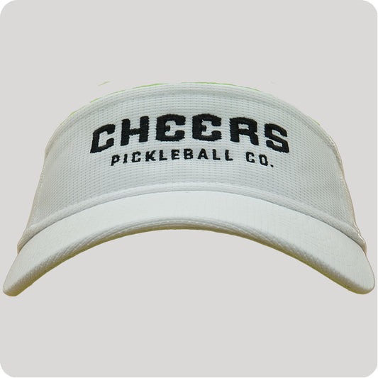 Classic Pickleball Visor in White with Black Cheers Wordmark Cheers Pickleball Co.