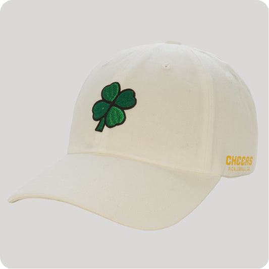 Dad Hat in White with Lucky Clover Cheers Pickleball Co.